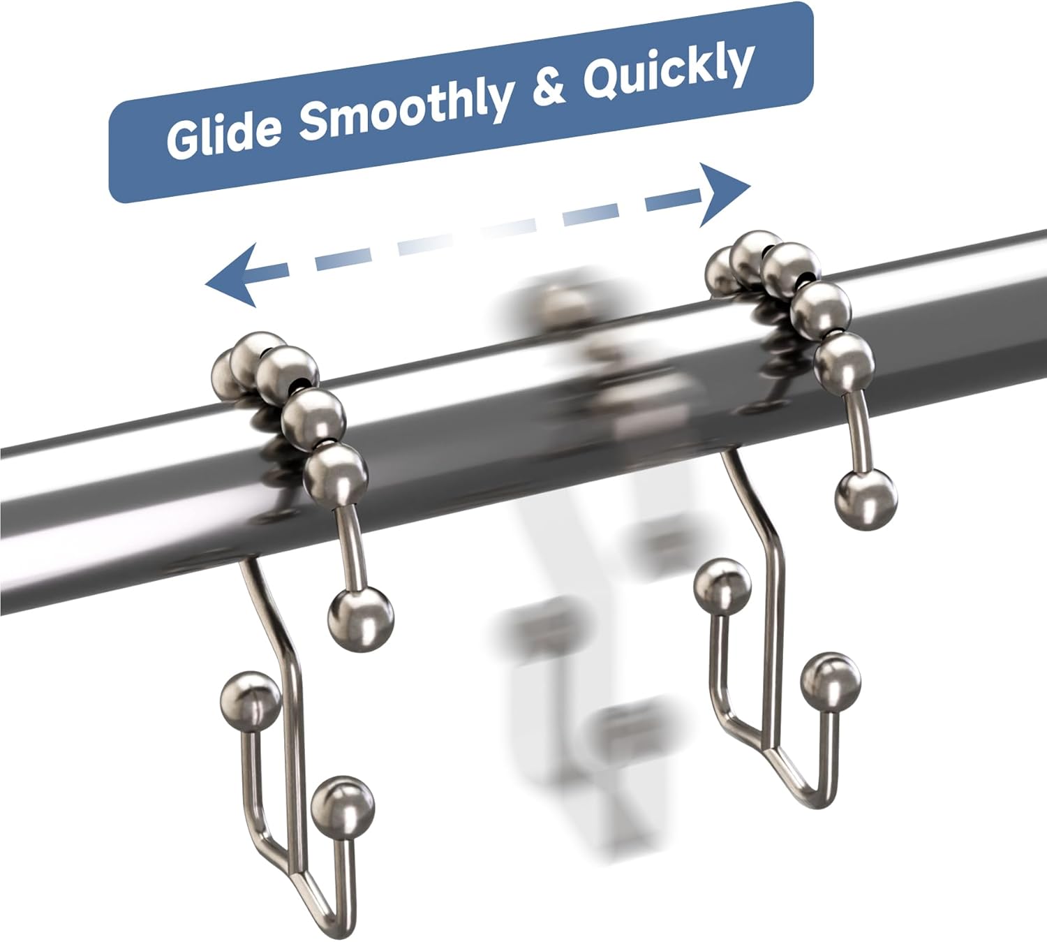 Titanker Shower Curtain Rings Set of 12 with Double Glide Hooks