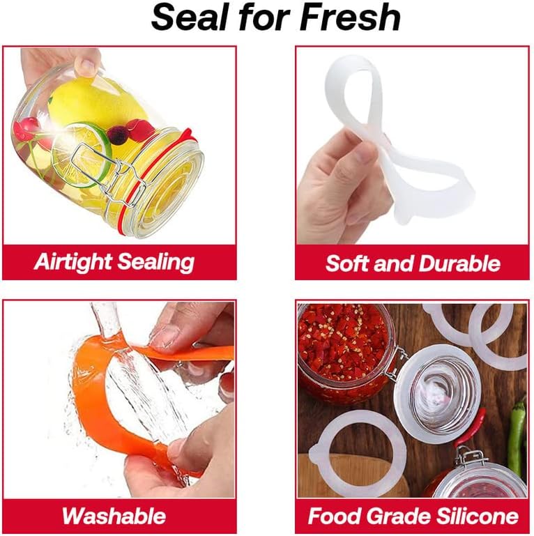 Silicone Gasket Replacement for Mason Jar Lids 10pcs Red Airtight Seals