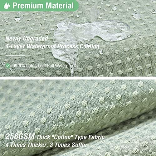 Dynamene Sage Green Waffle Shower Curtain Set