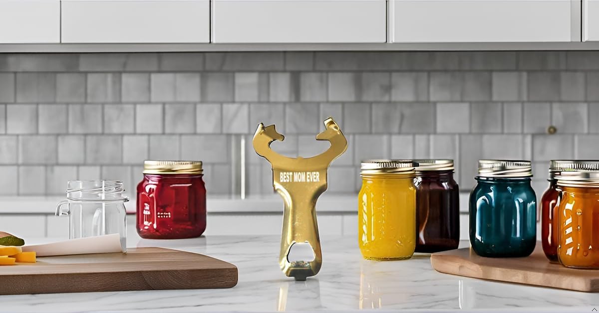 Manual Can Opener Stainless Steel Multifunctional Jar Opener Best Mom Ever Golden