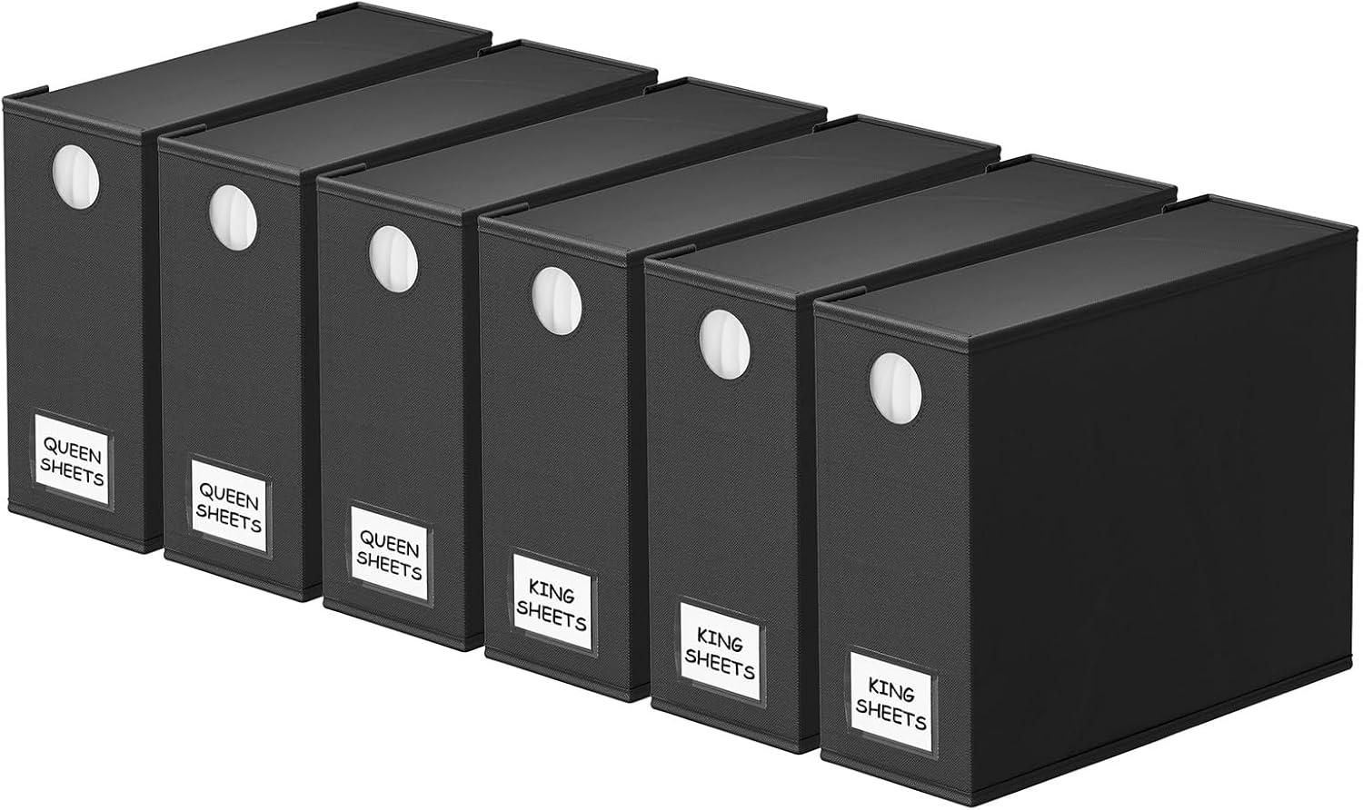 SpaceAid 6 Pack Bed Sheet Organizers Storage Black Foldable