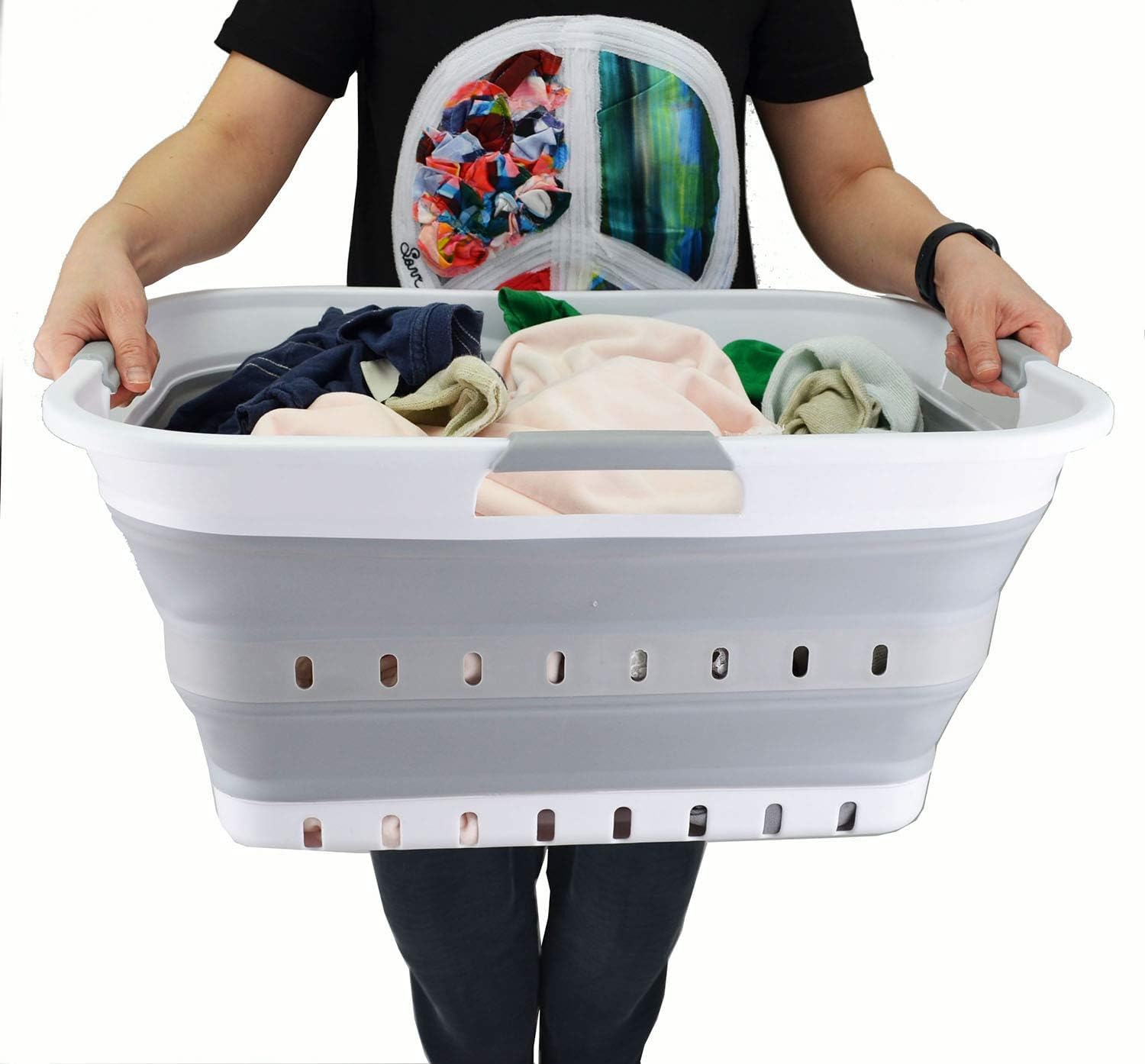 SAMMART 42L Collapsible Laundry Basket - Space Saving Foldable Hamper