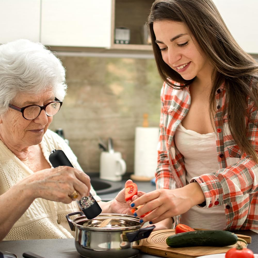 Electric Salt and Pepper Grinder - One-Handed Battery Operated Kitchen Spice Tool