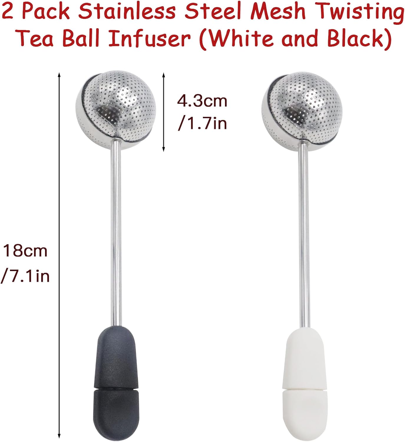 2 Pack Stainless Steel Mesh Tea Ball Infuser Black and White