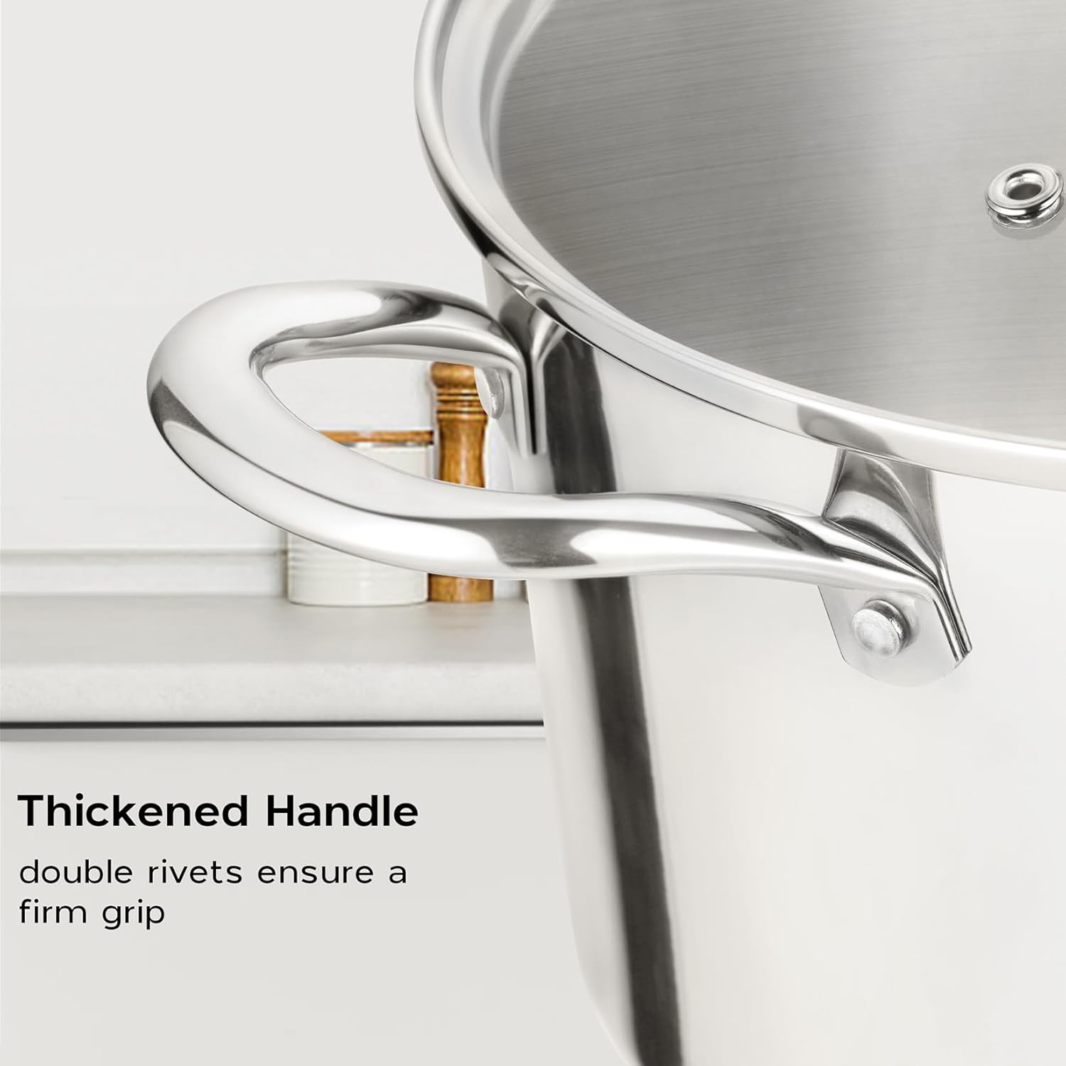 6 Quart Stockpot with Lid Tri-Ply Induction 1810 Stainless Steel