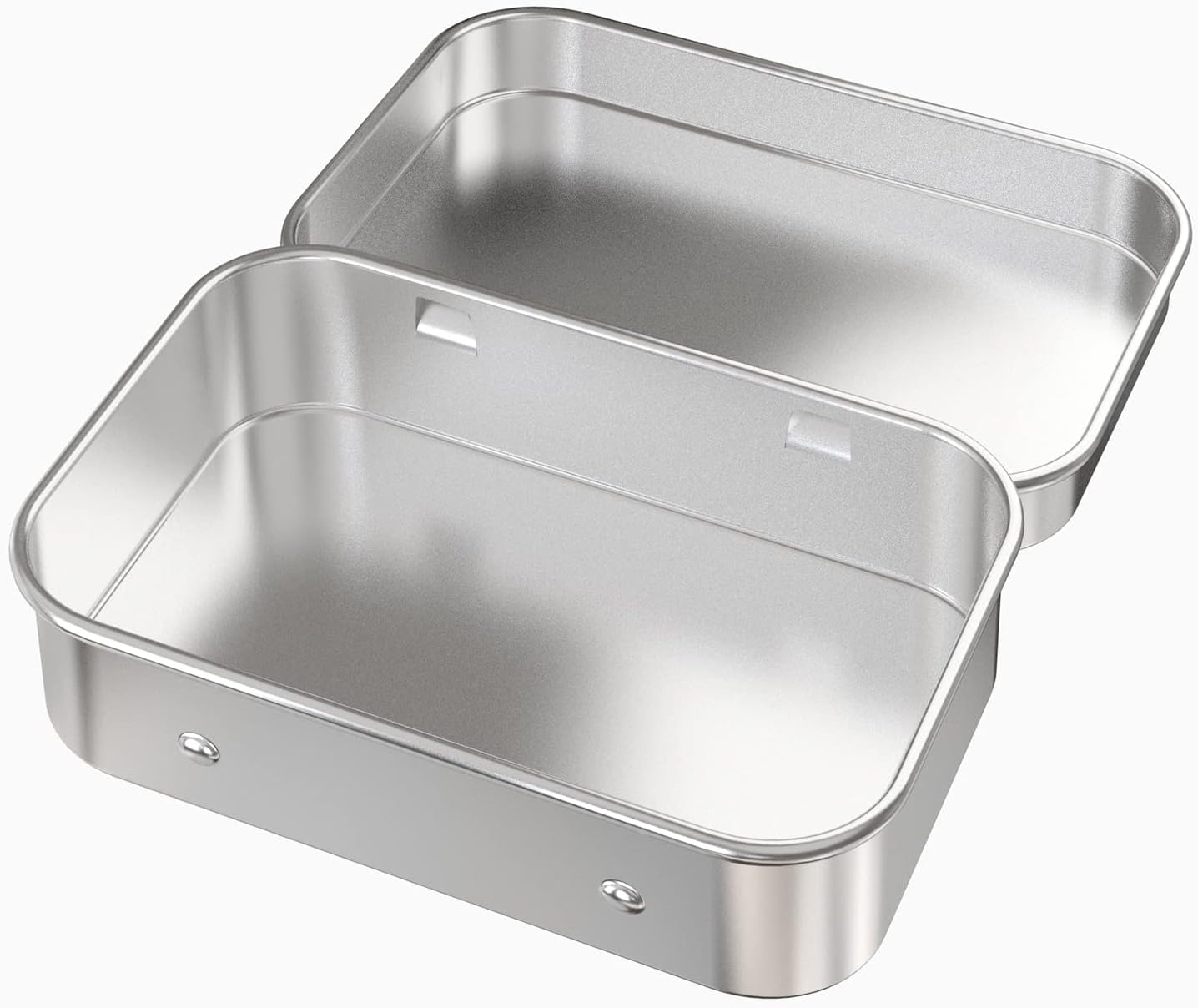 6 Pcs Silver Lidded Metal Storage Containers