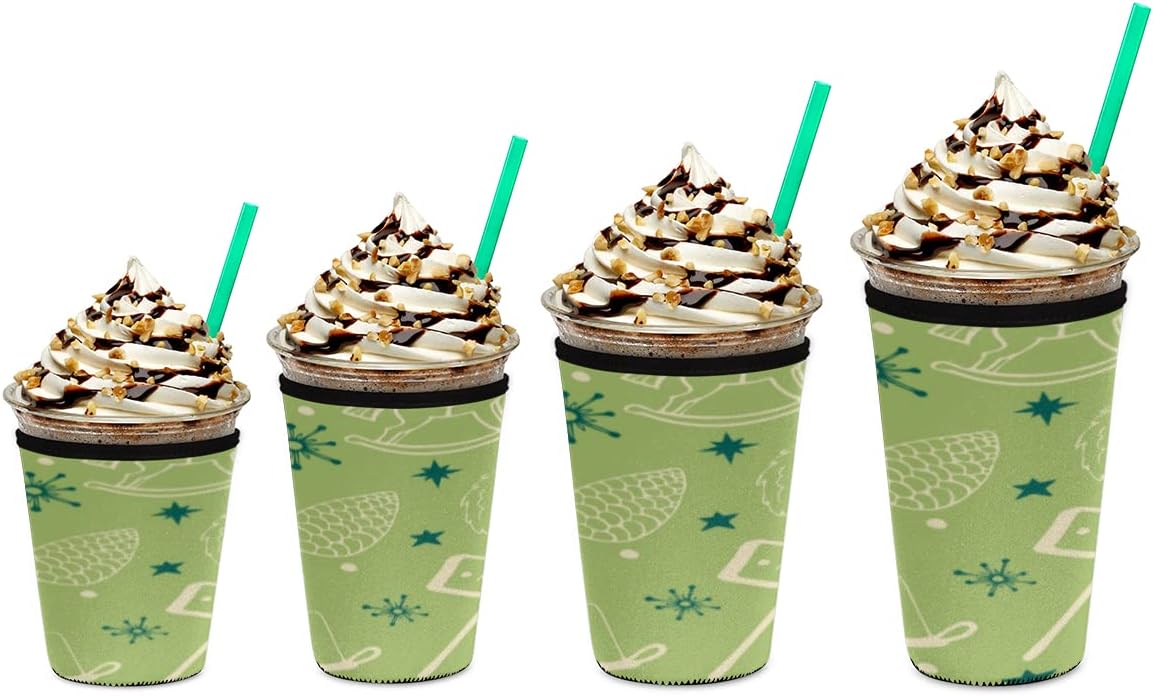 Candle Christmas Tree Iced Coffee Sleeve 30-32 oz Reusable Neoprene