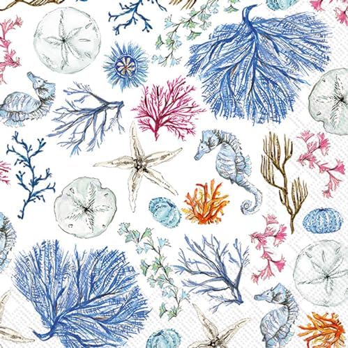 Ihr Ideal Home Cocktail Napkins 5x5 Blue Coastal 20 Count