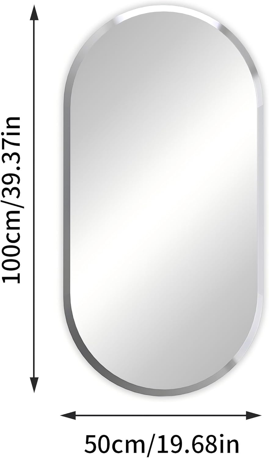 Artloge Frameless Oblong Wall Mirror 40x20 Inch