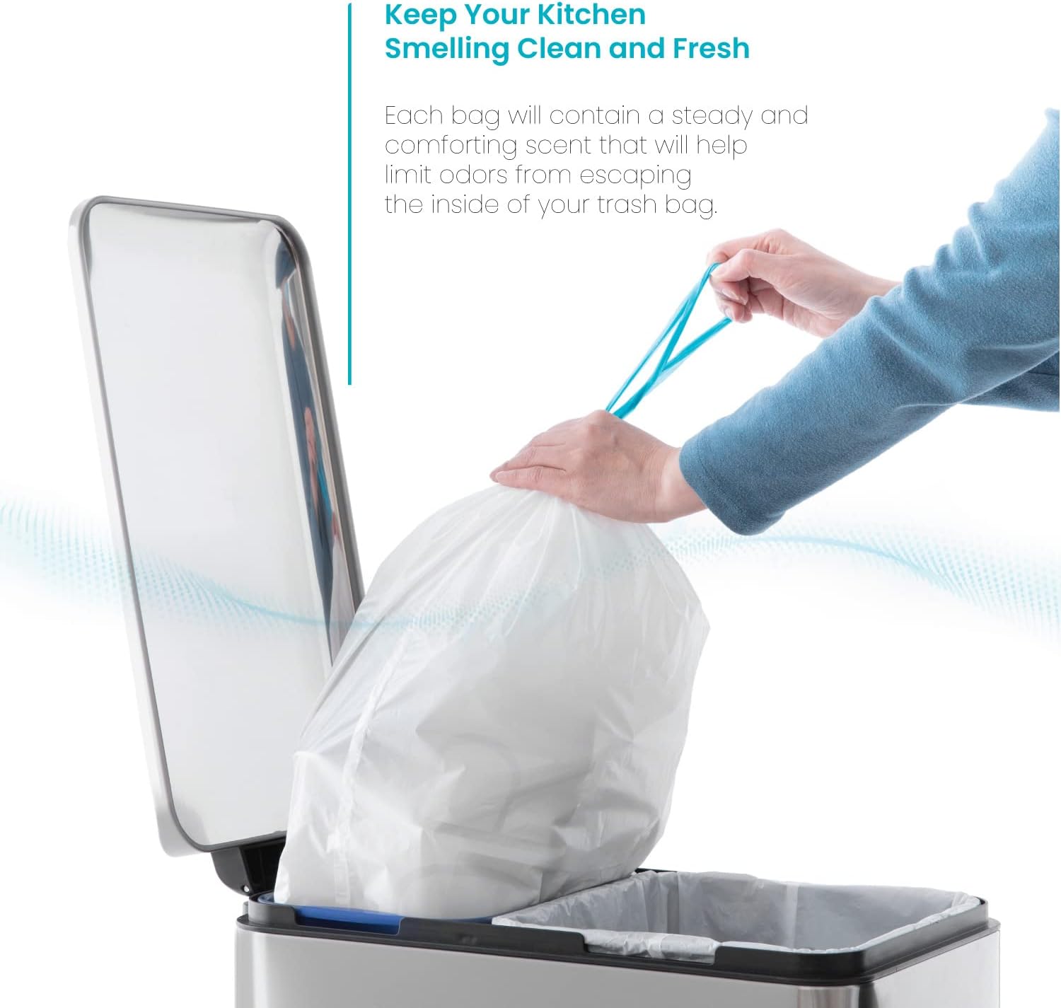 Home Zone Living 53 Gallon Kitchen Trash Bags with Drawstring Handles 60 Count