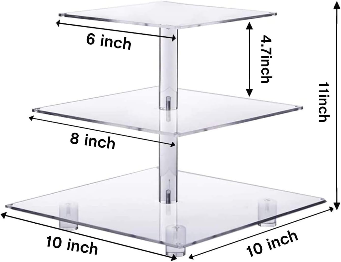 YestBuy 3 Tier Clear Cupcake Stand - LED Light - Premium Acrylic Display