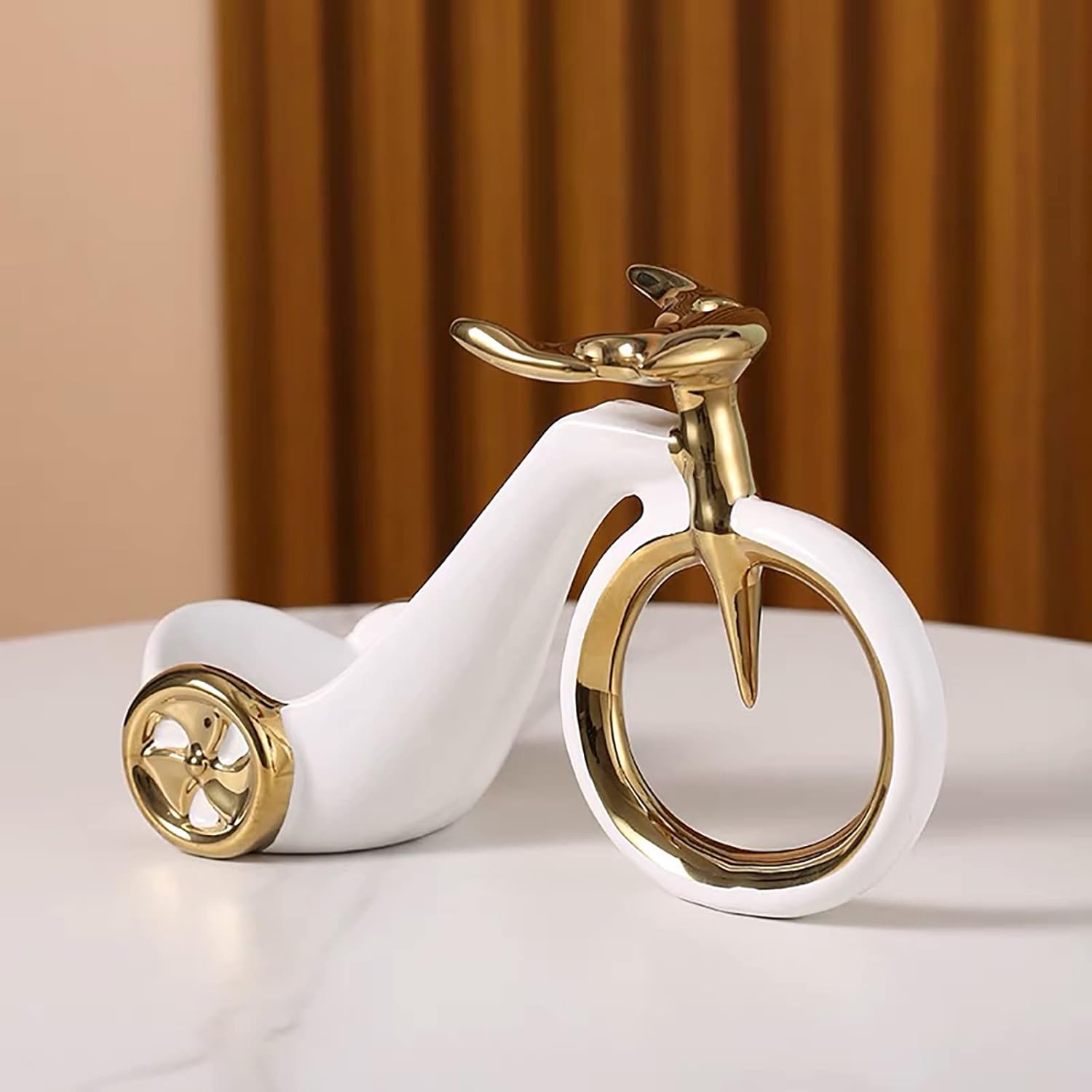 Ceramic Bike Statue Modern Decor Table Centerpiece