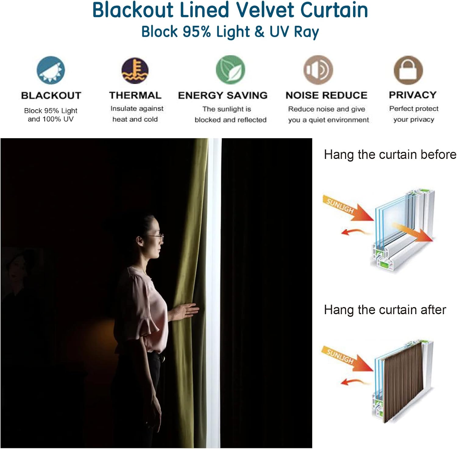 LETAU Pinch Pleated Blackout Curtains 52x84 Set of 2