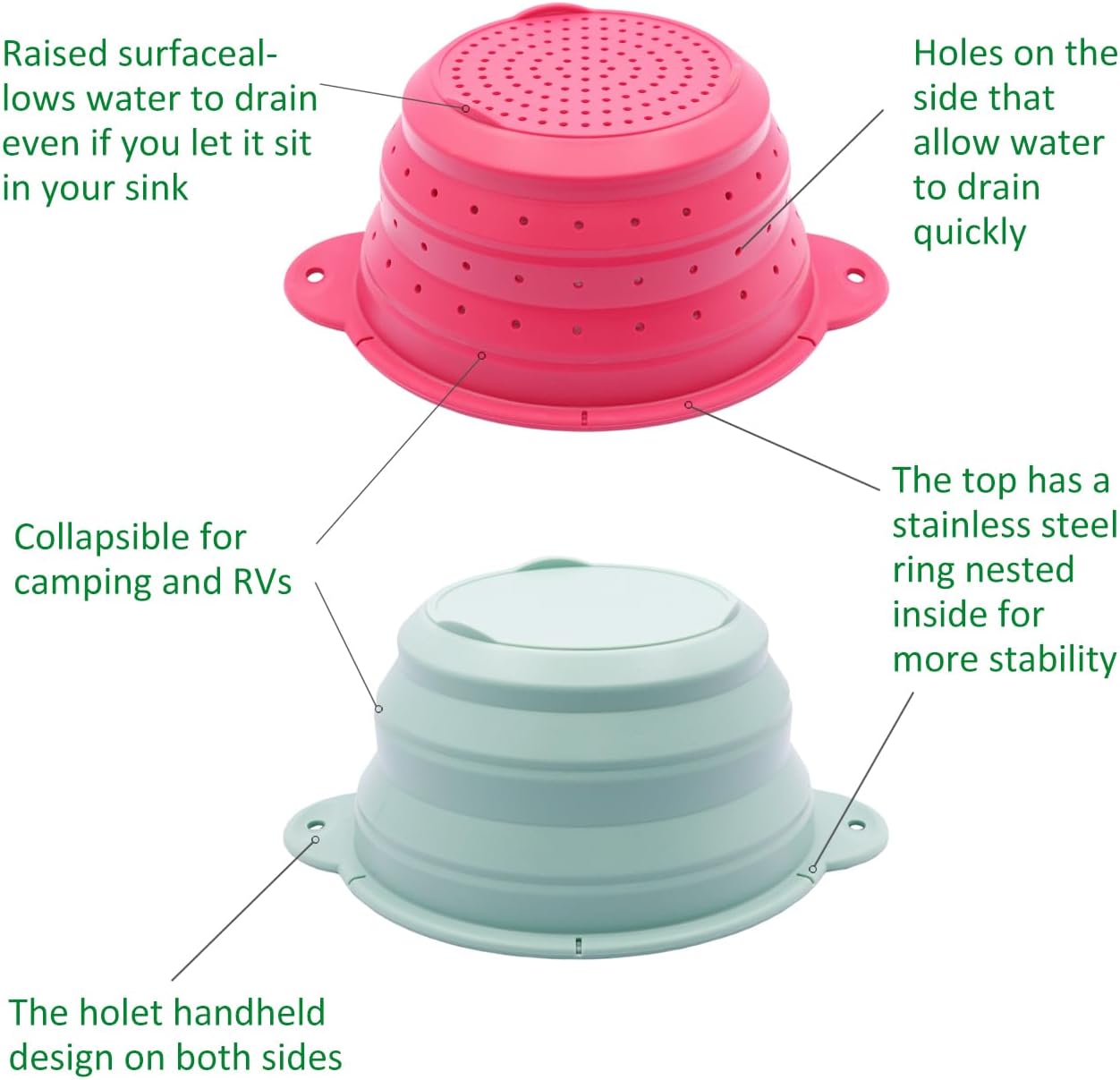 FUSMYE 2 in 1 Collapsible Colander Bowl Set