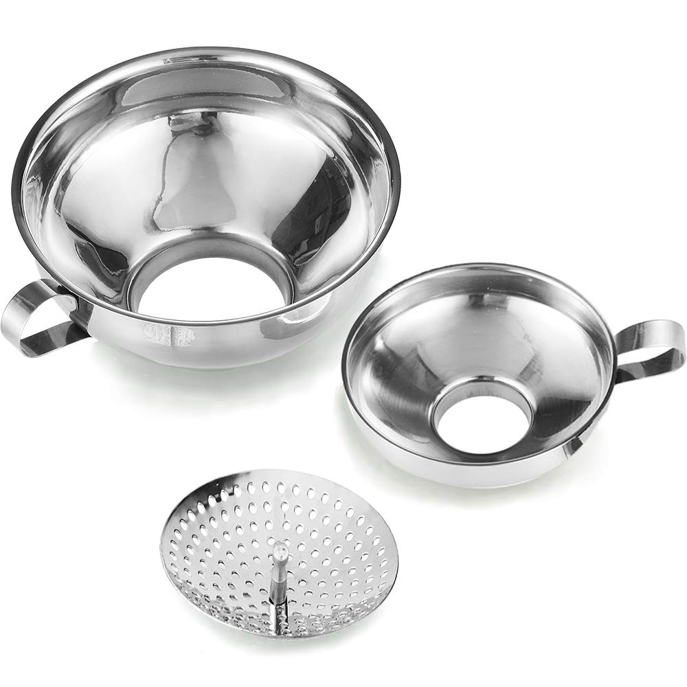 Delove Canning Funnel Set with Strainer - 3 Pack for Mason Jars