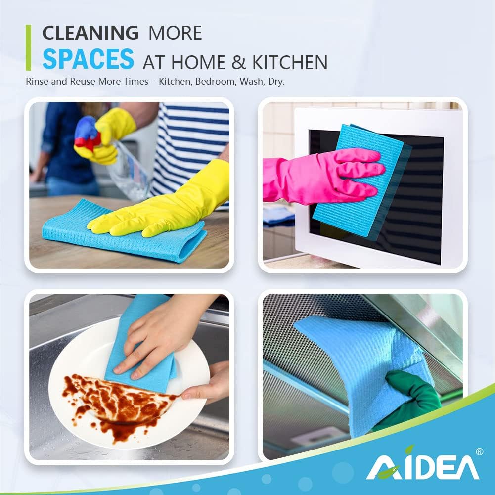 AIDEA 10 Pack Swedish Dish Cloths 7x6 Inches