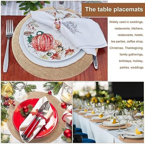 Mifoci 100 Fall Burlap Placemats 118 Inch Reusable Round Table Mats