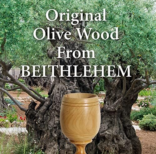 Hand-Carved Olive Wood Communion Cup with Bread Tray