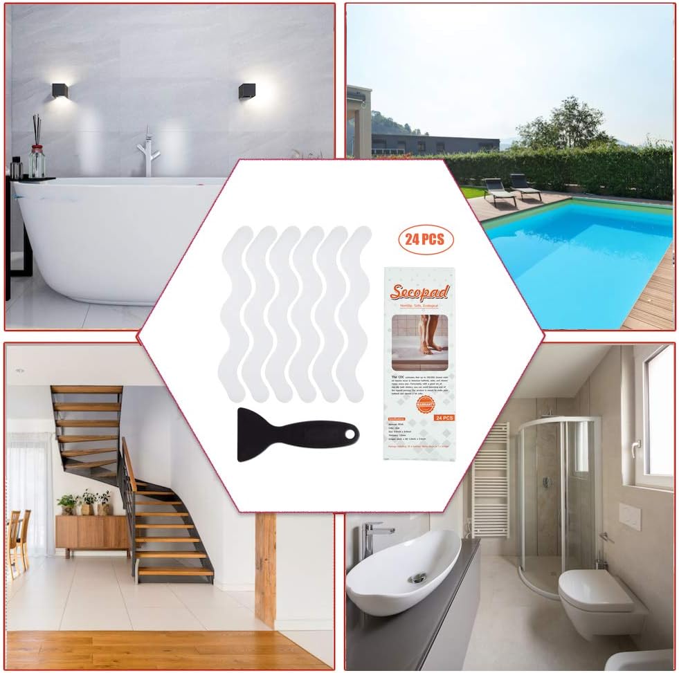 USA Patented Anti-Slip Shower Stickers 24 PCS Set