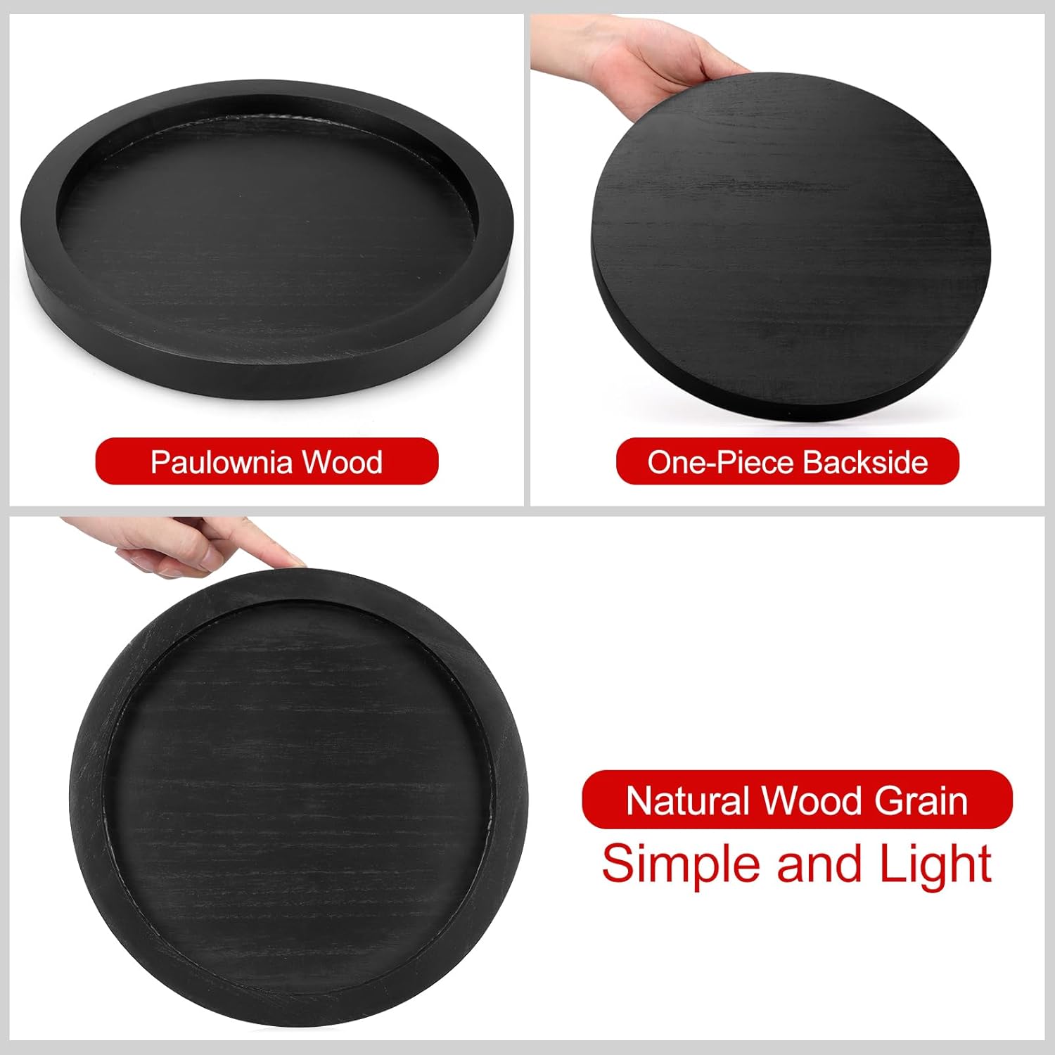 Ayiaren Round Wooden Serving Tray Coffee Table Ottoman Decor