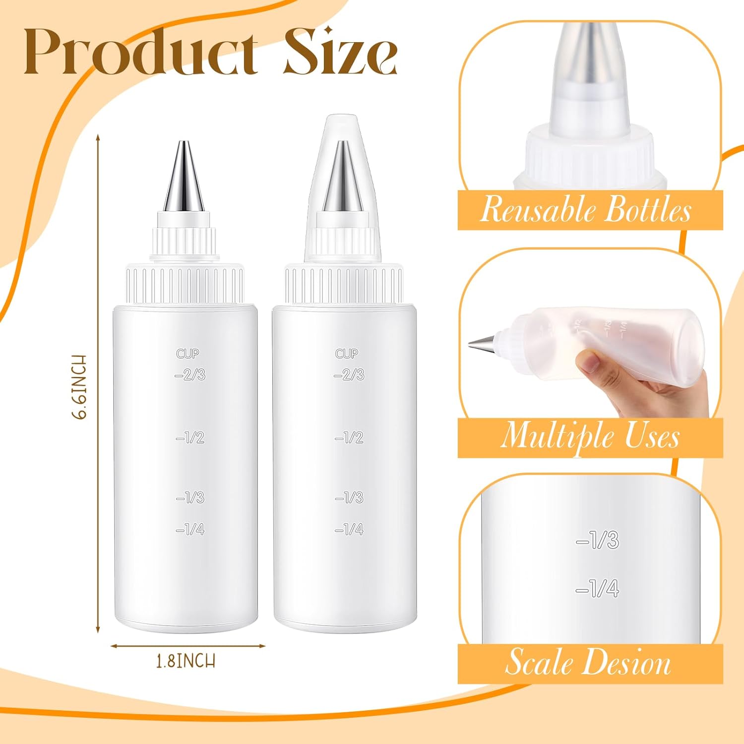 4 oz Plastic Icing Bottles for Cookie Decorating