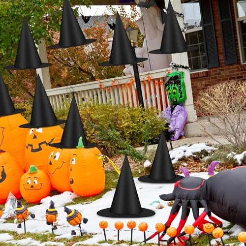 12 Piece Halloween Witch Hats with 328 FT Cord