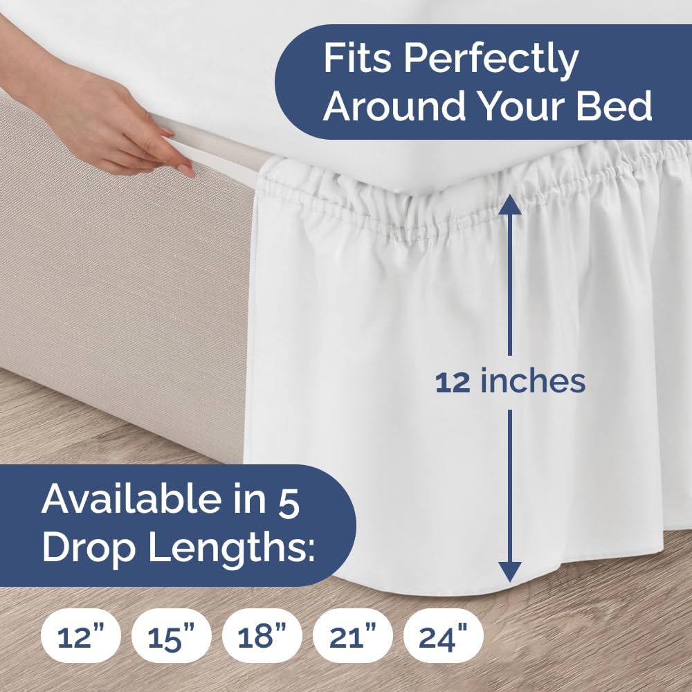 Wrap Around Dust Ruffle Bed Skirt - White - Queen Size