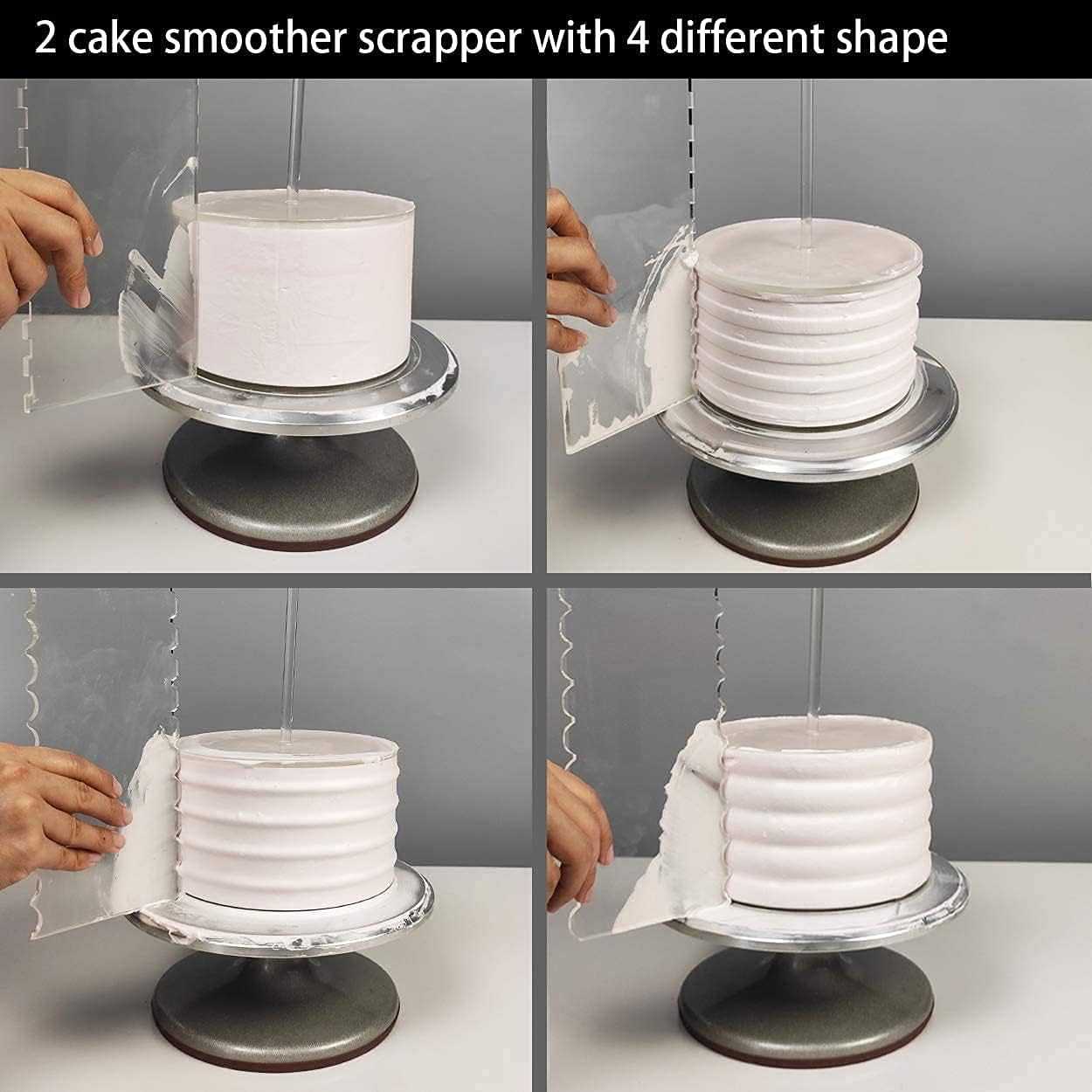 Boyun Acrylic Cake Discs with Icing Scraper and Center Dowel