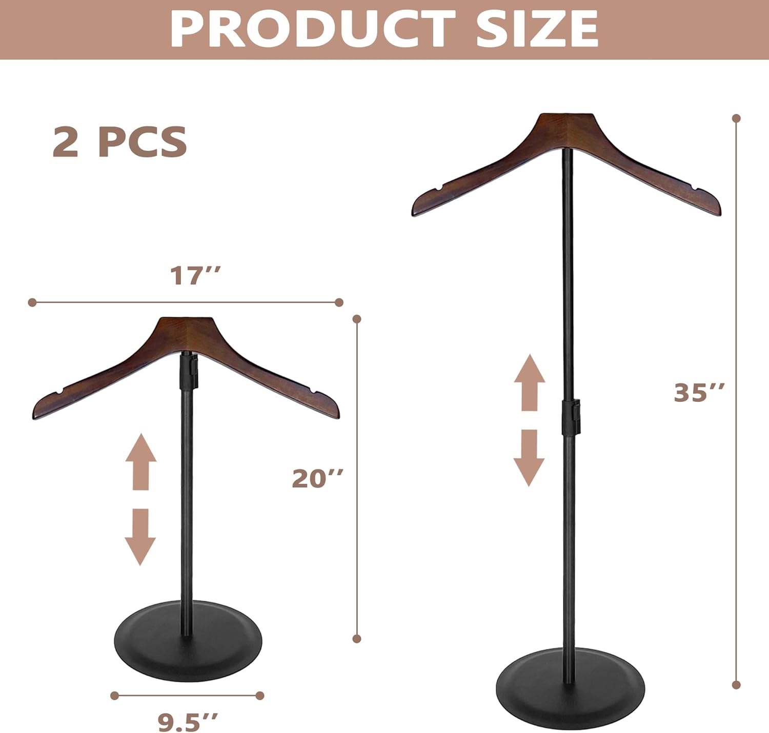 2 Pack Adjustable Shirt Display Stand Black