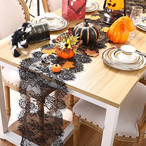 Chumia 12 Pcs Black Lace Table Runners Rustic Wedding Decor