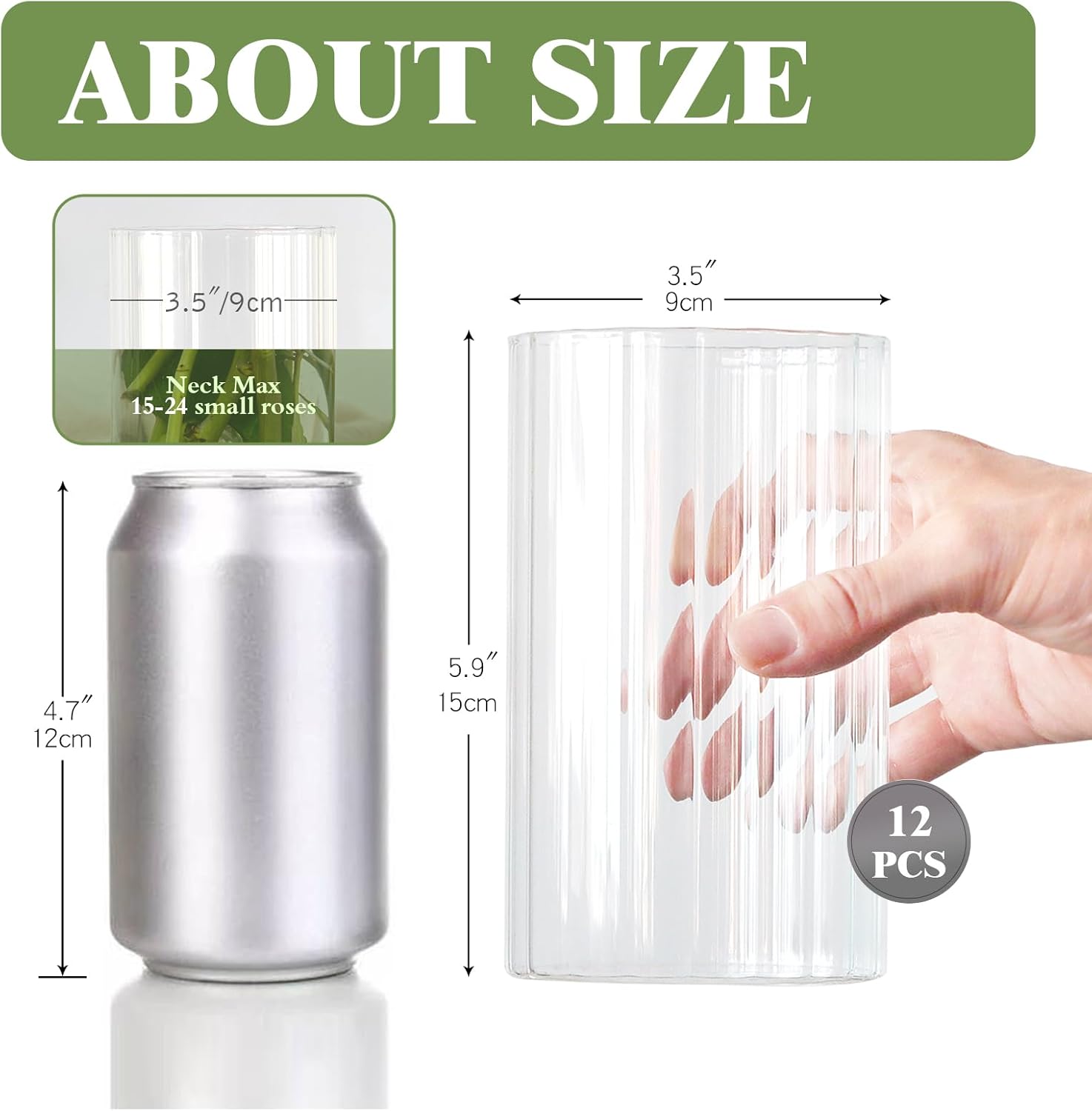 12Pcs Glass Cylinder Vases for Centerpieces