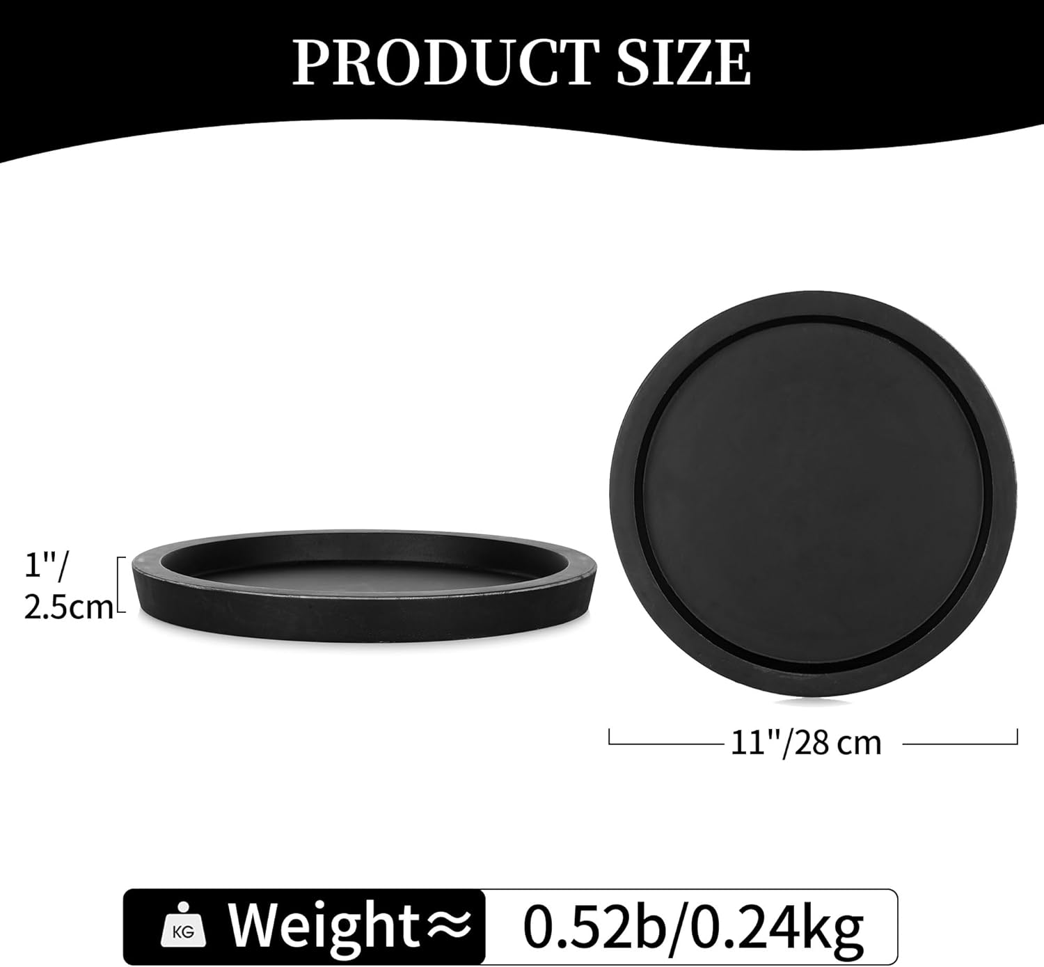 Hanobe Black Round Wooden Coffee Table Tray