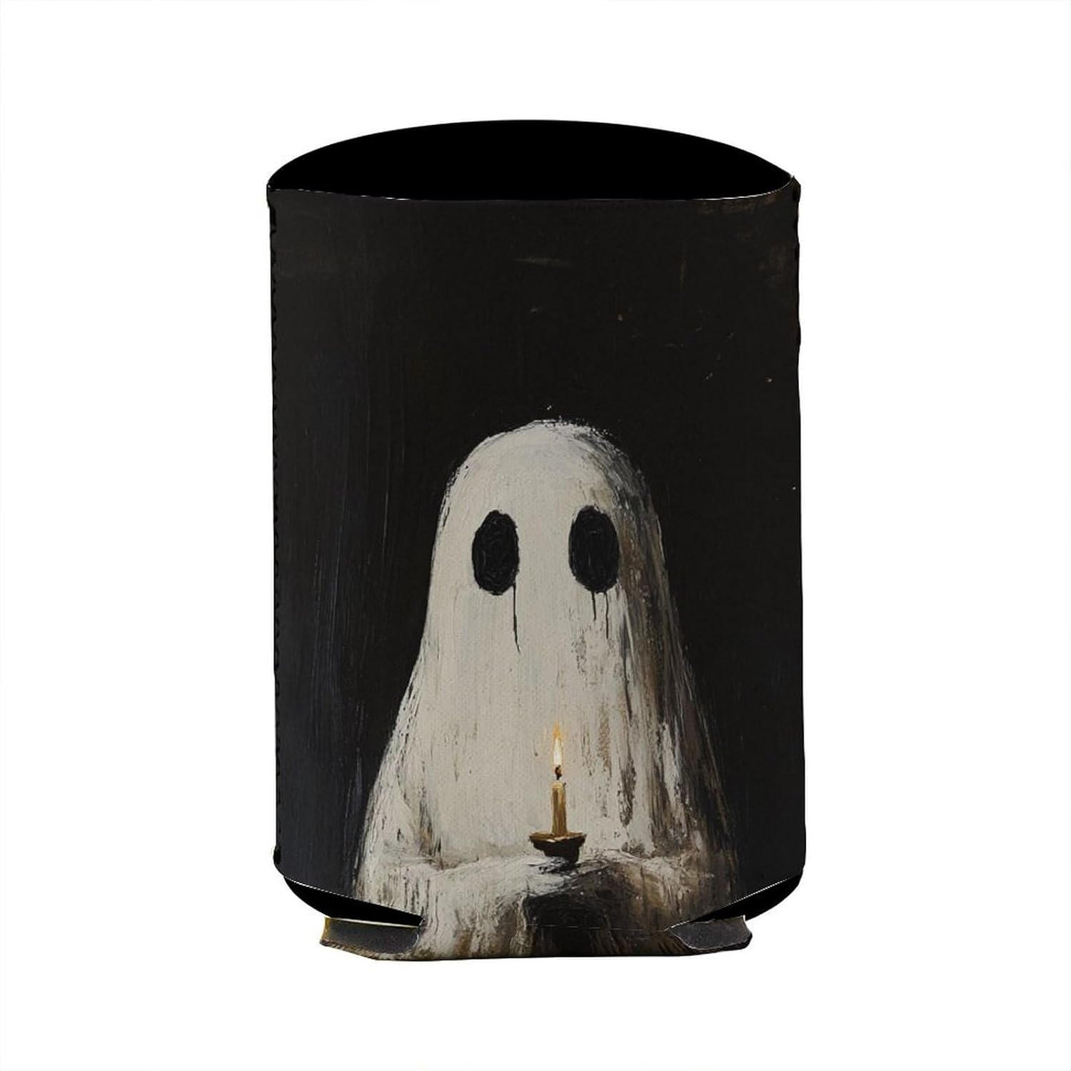 Cute Ghost Candle Beer Can Cooler Sleeve Halloween Insulated Beverage Holder