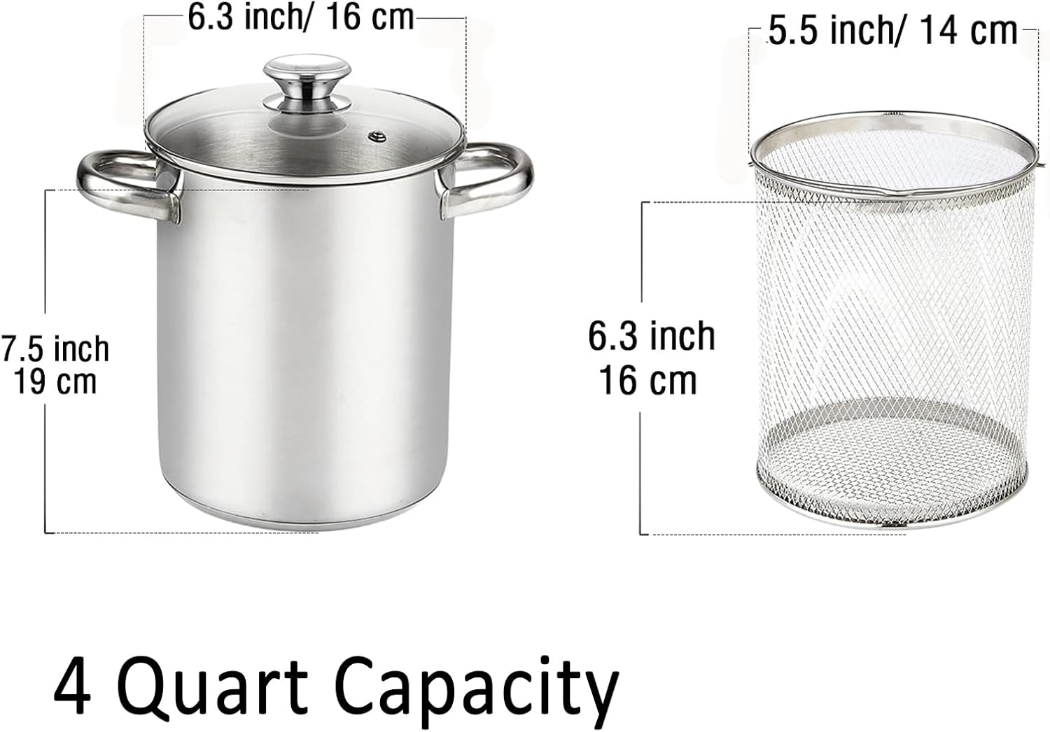Cook N Home 304 Stainless Steel Deep Fryer Pot with Drip Drainer
