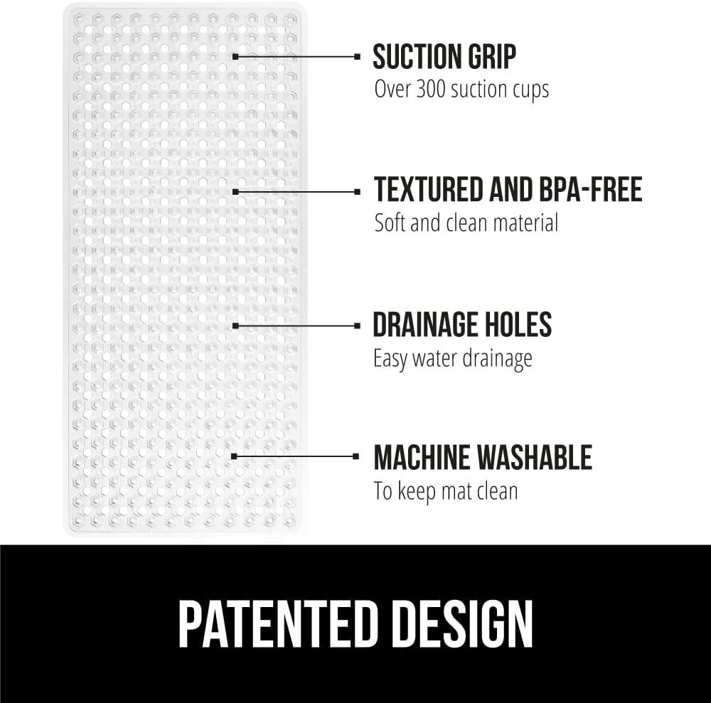 GORILLA GRIP Patented Bath Mat 35x16 Clear