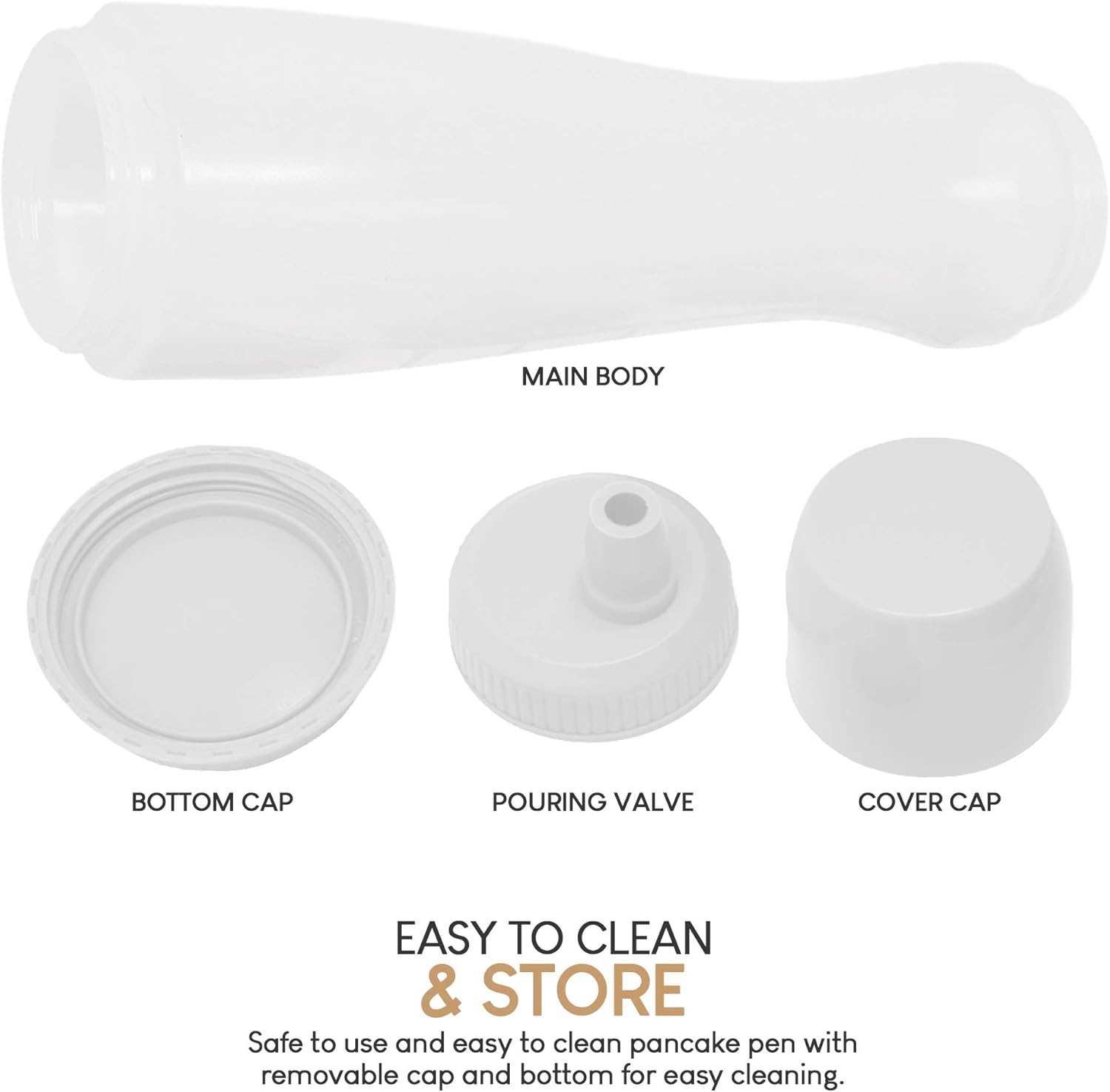 EXULTIMATE Pancake Batter Dispenser Pen 3 Cups Drip Proof Silicone Nozzle