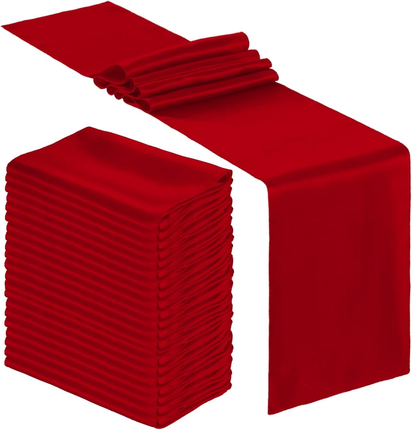 Bencailor 24 Pcs Red Satin Table Runner Set