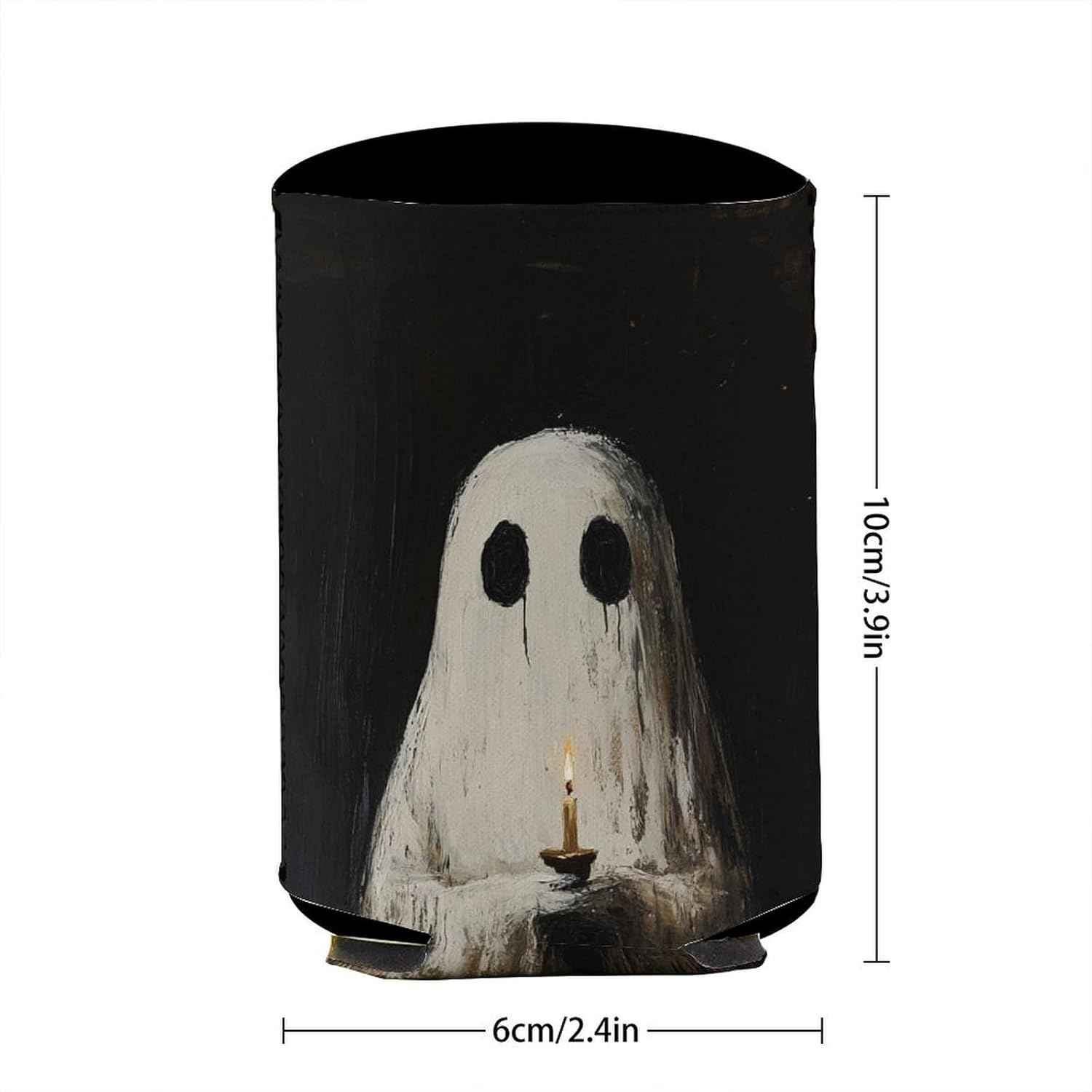Cute Ghost Candle Beer Can Cooler Sleeve Halloween Insulated Beverage Holder