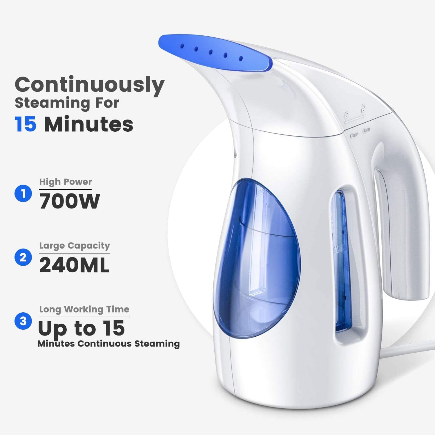 HiLIFE Steamer for Clothes 240ml Large Capacity 700W Portable Handheld
