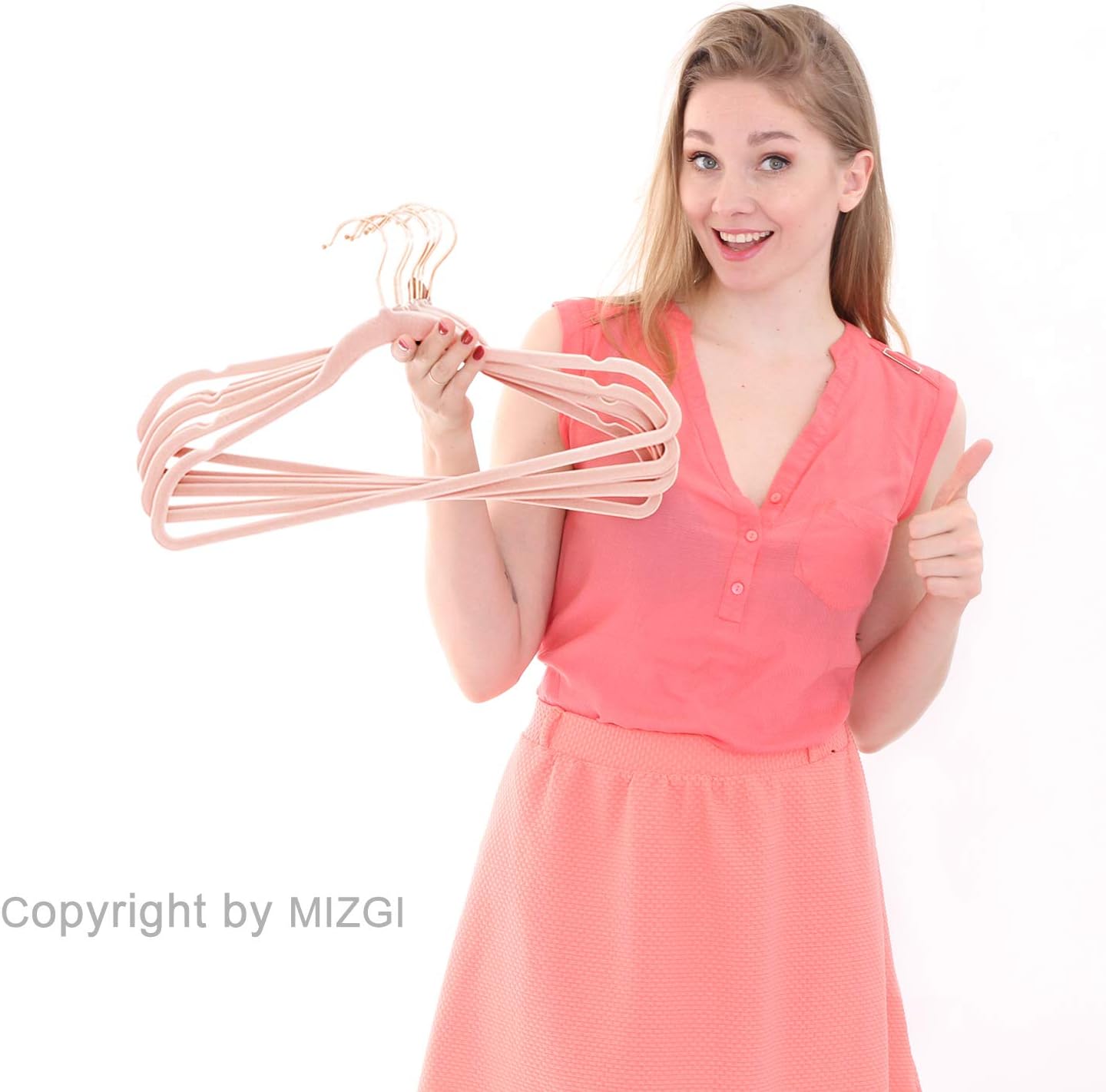 MIZGI Premium Velvet Hangers 50 Pack Blush Pink