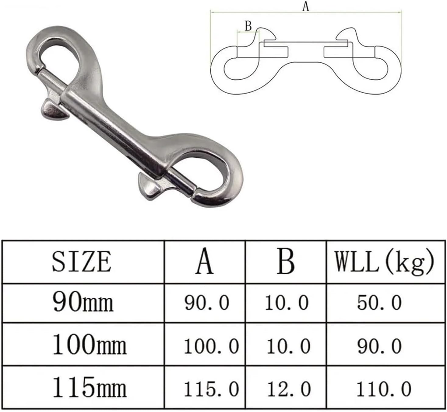 OUZINE 5PCS Double Ended Scuba Bolt Snap Hook Stainless Steel 316 Heavy Duty