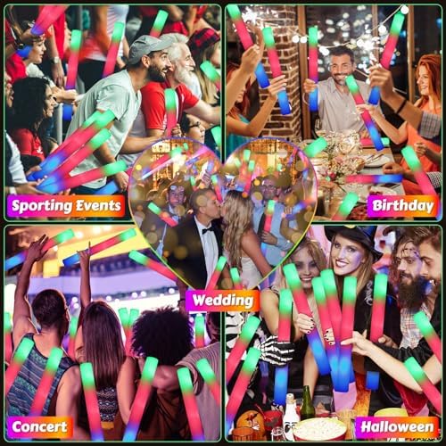 OLUPP 70 PCS LED Foam Glow Sticks with 3 Modes