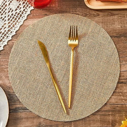 Mifoci 100 Fall Burlap Placemats 118 Inch Reusable Round Table Mats