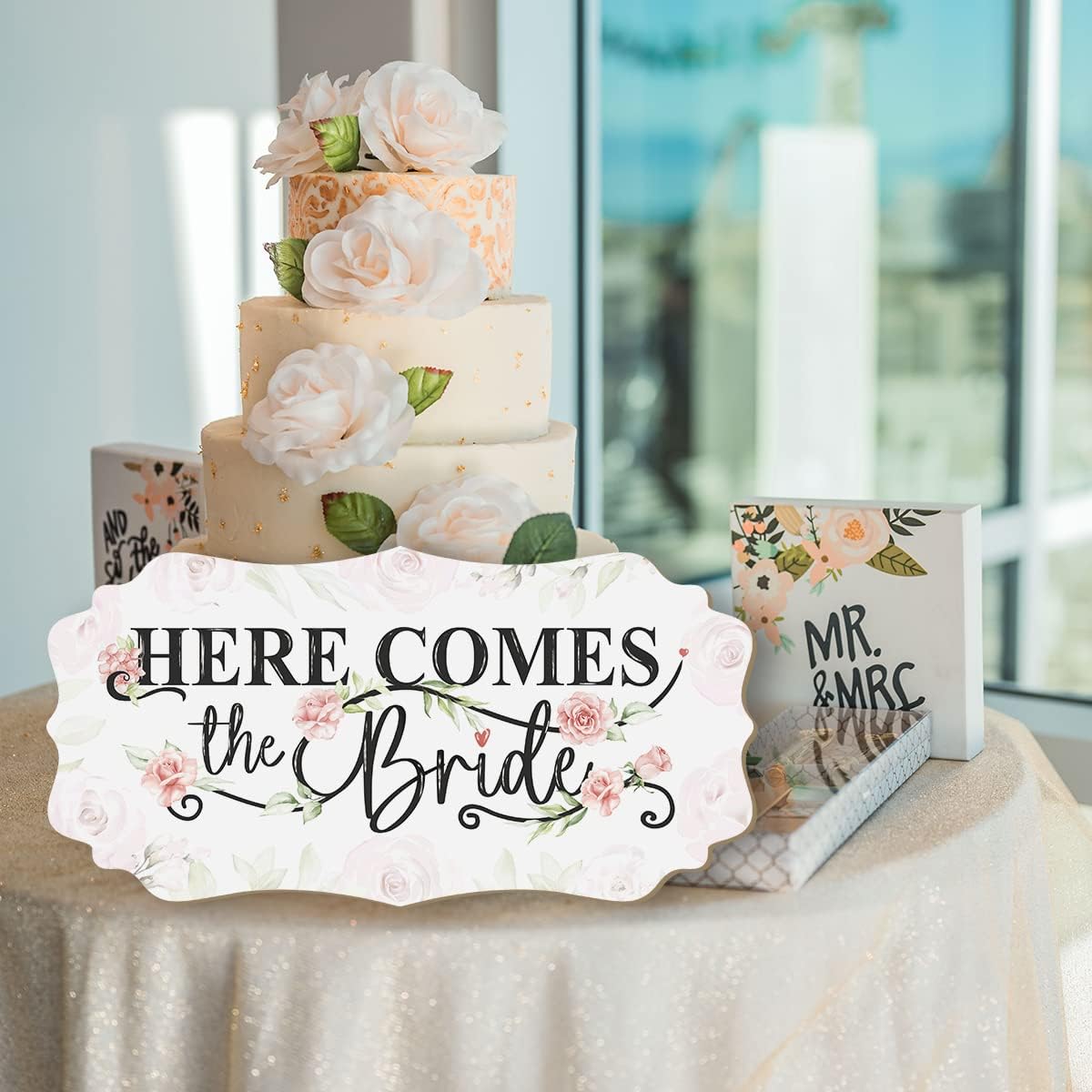 CHDITB Here Comes The Bride Wooden Wall Sign 12x5