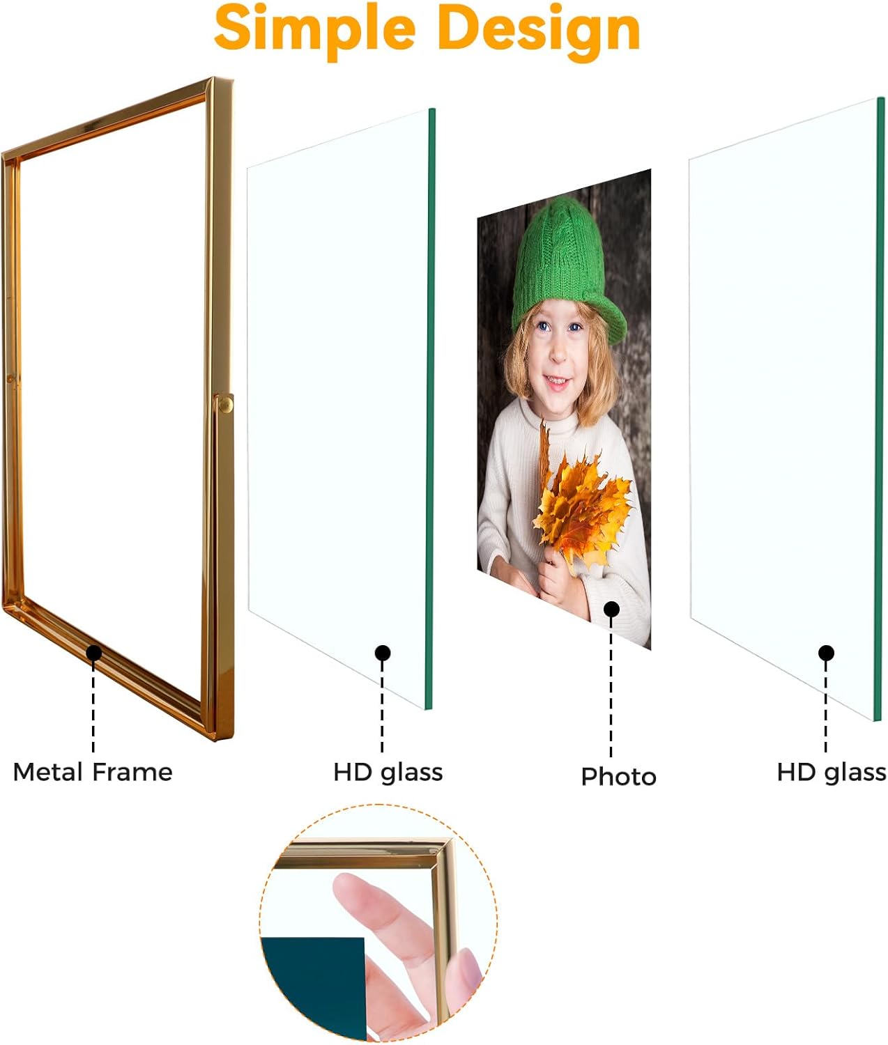 Gold Floating Frame 8x10 In Vertical Modern Design
