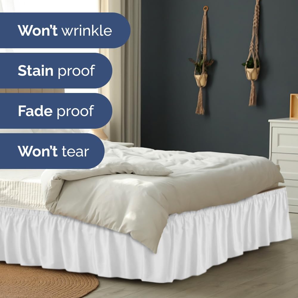 Wrap Around Dust Ruffle Bed Skirt - White - Queen Size