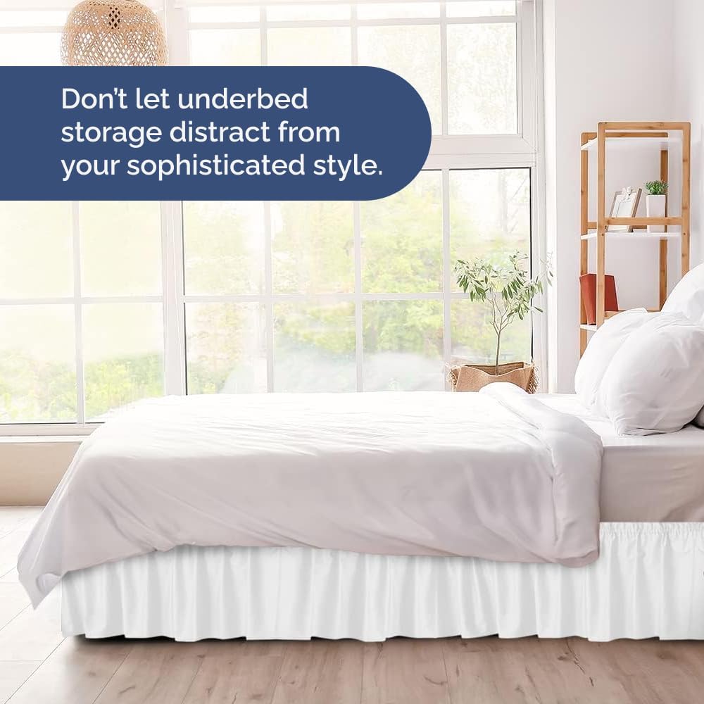 Wrap Around Dust Ruffle Bed Skirt - White - Queen Size