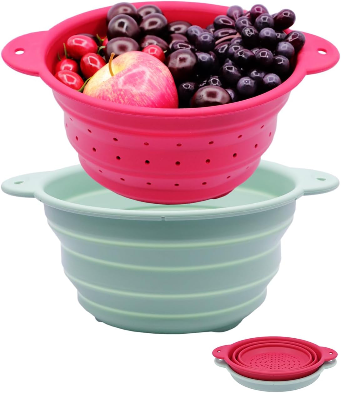 FUSMYE 2 in 1 Collapsible Colander Bowl Set