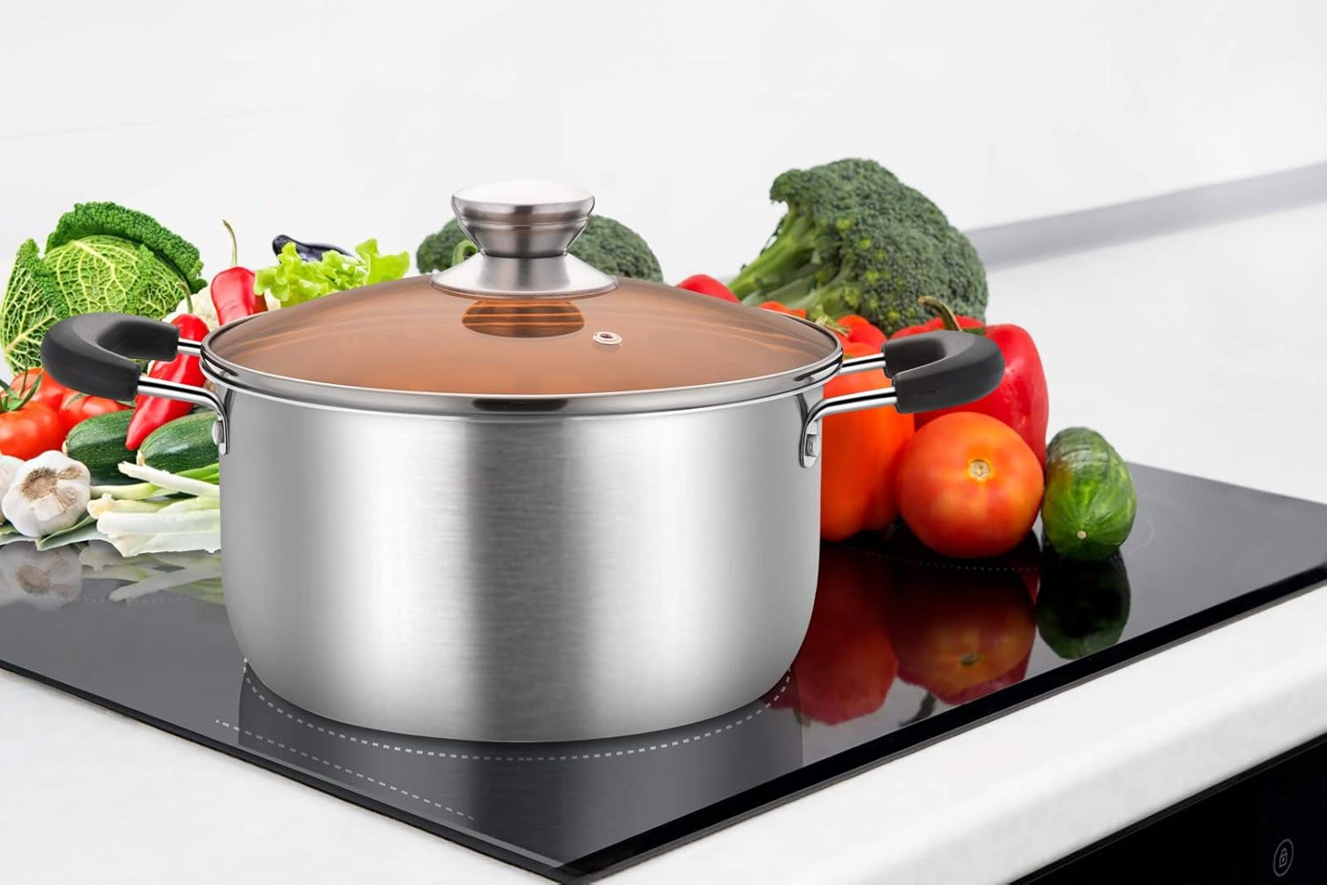 TeamFar 6 Qt Stainless Steel Stock Pot with Lid