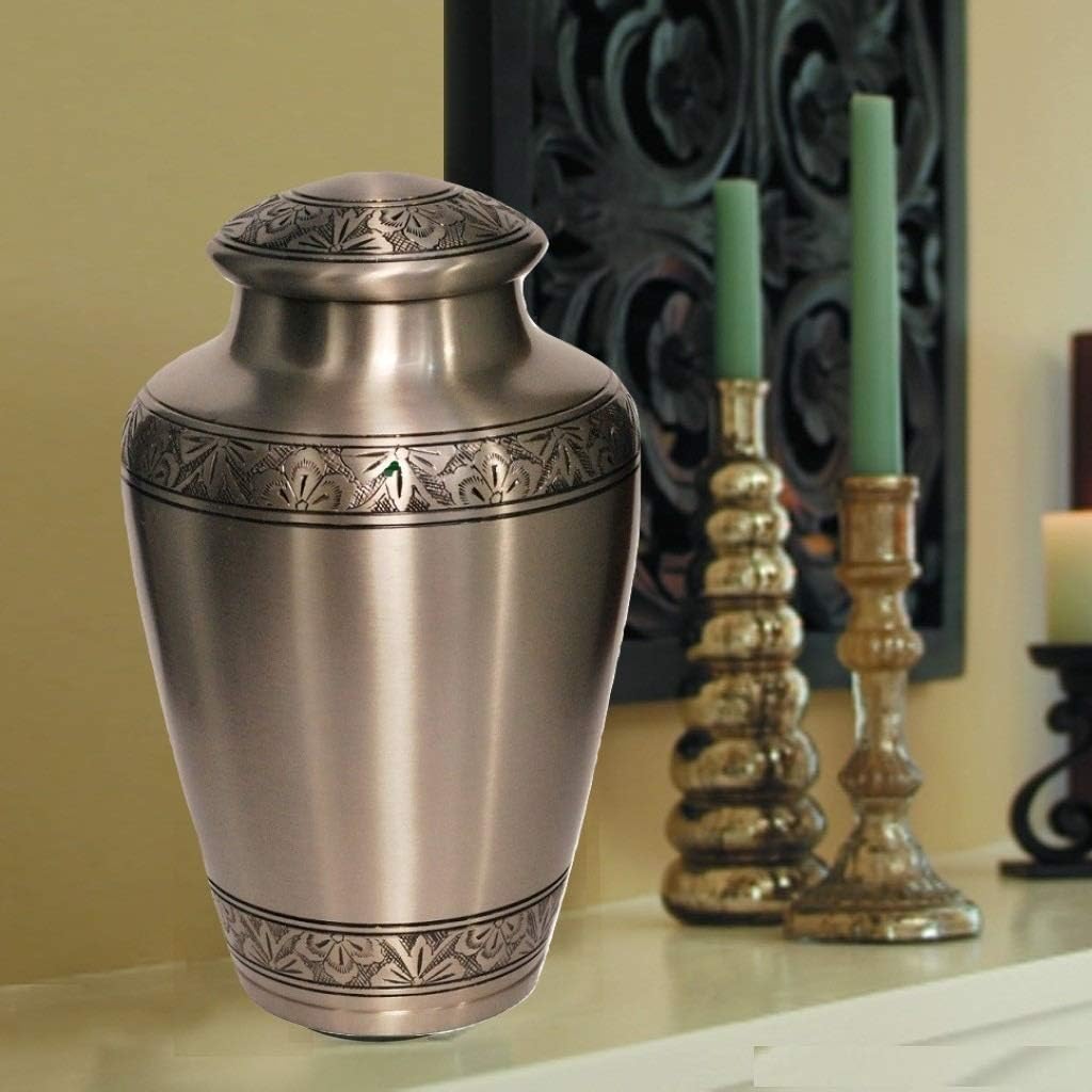 Custom Engraved Cremation Urn - Handcrafted Silver Urn for Human Ashes